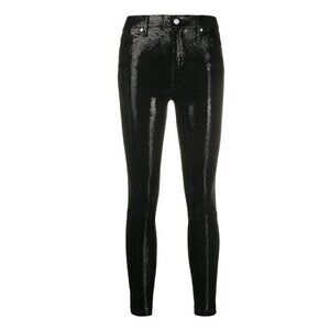 NWOT RtA Lambskin Stretch Leather Pants Womens 26 Black Skinny Polished Shiny